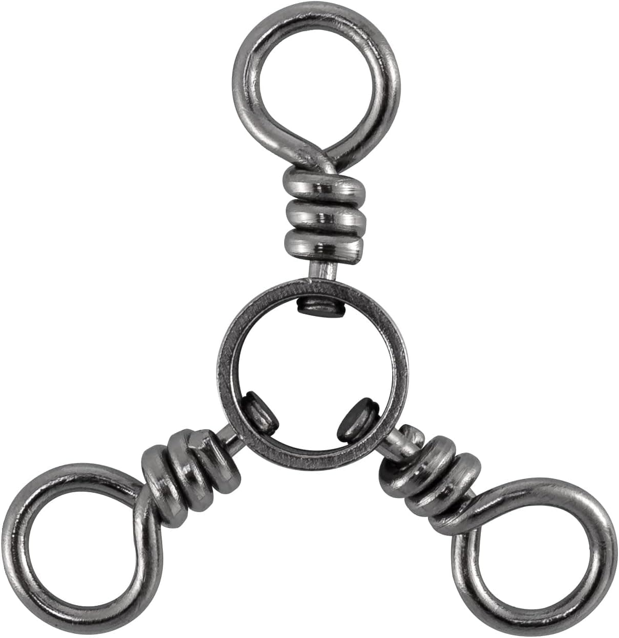 Dr.Fish 50 Pack 3 Way Swivel Fishing Tackle for Catfish Rig Trolling Line Stainless Steel 30-220Lb Black Nickel Catfishing Tackle Tri Swivels Saltwater Freshwater
