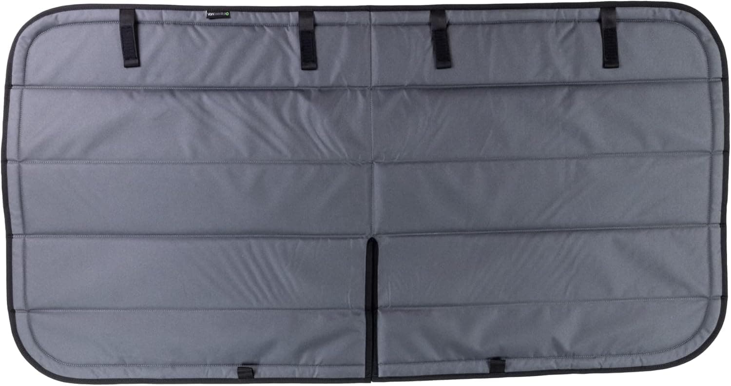 VanEssential Designed for RAM Promaster Insulated Blackout Sliding Door Window Cover for Bare Metal Window Frame Van Years 2014 to Current Model - Charcoal Gray