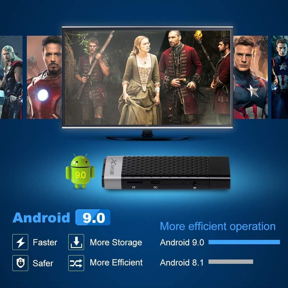 ACEMAX X96S Android 9.0 Pie Smart TV Stick Amlogic Quad Core 64bits 4GB RAM 32GB eMMC ROM Dual WiFi 2.4G 5.8G Bluetooth 4K UHD USB3.0 Port 3D HDR HLG Supported Media Player