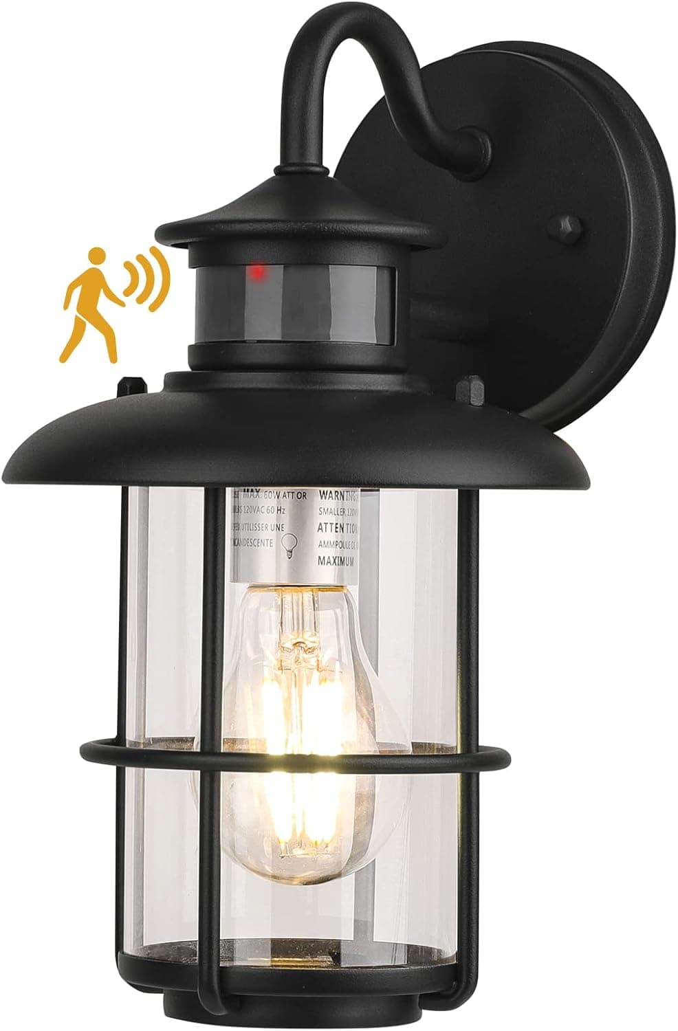 PARTPHONER Motion Sensor Outdoor Light Fixture, Porch Lights Dusk to Dawn Outdoor Lighting Wall Mount, Waterproof Exterior Light Fixture Outdoor Wall Lantern Sconce, Matte Black