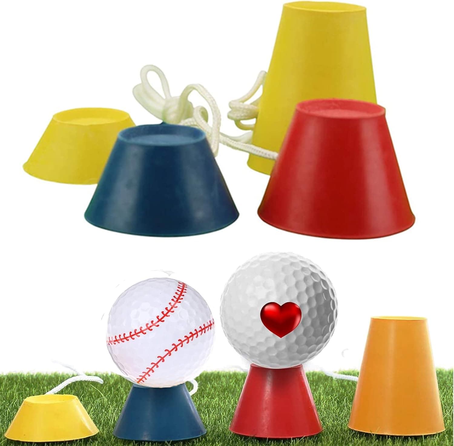 IYSHOUGONG 4 PCS Rubber Winter Golf Tees Set with Different Heights for Frosty Days Hard Ground