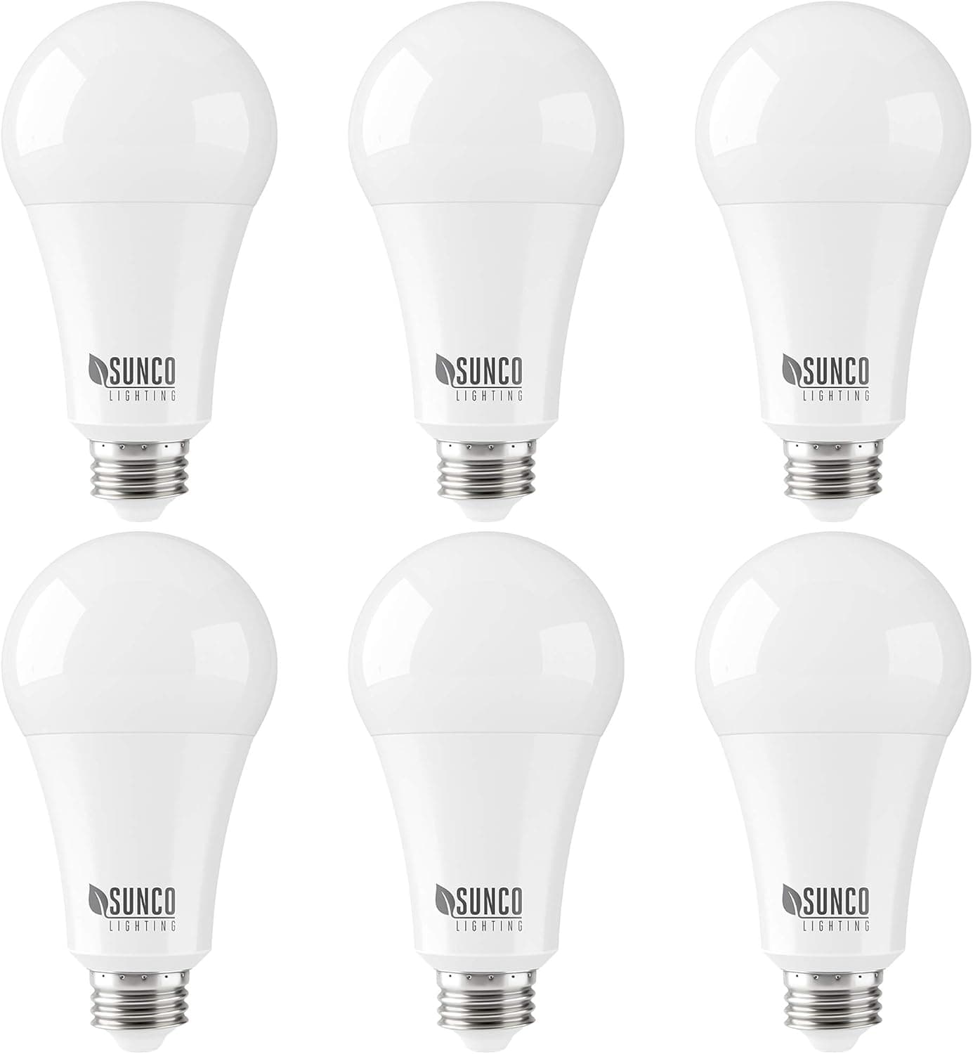 Sunco 6 Pack A21 LED Bulb 22W=150W 3000K Warm White, 2550 LM, E26 Base, Dimmable, Indoor Light for Lamp - UL & Energy Star