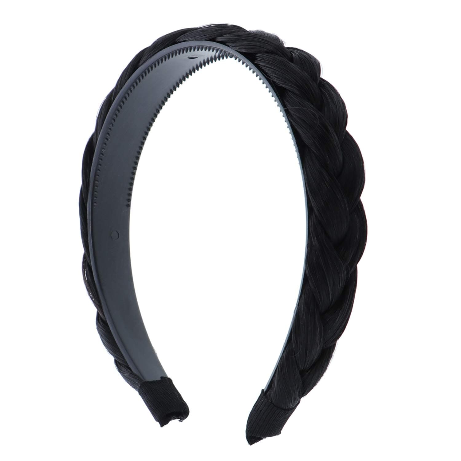 Motique Accessories Black 1/2 Inch Plait Braided Hard Headband Hair Bands