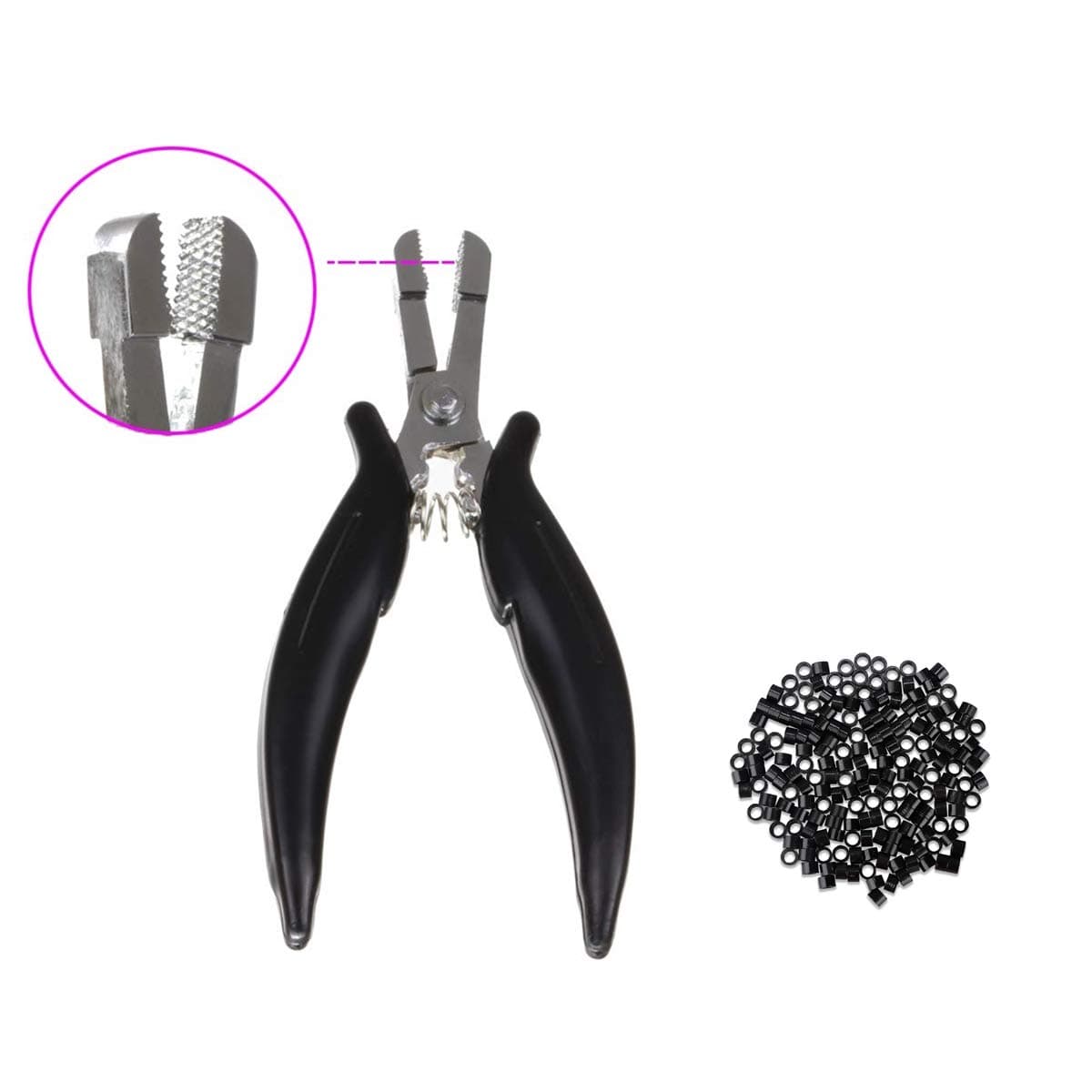 Fusion Bond Crusher Tool for Keratin Hair Extensions Bonds Breaker Silicone Rings Beads Remove Pliers With 200 PCS Link Beads