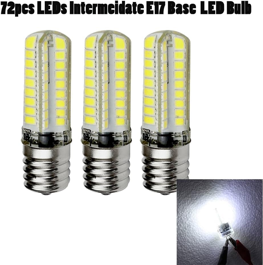 Ashialight LED Daylight Bulb-E17 Light Bulbs,Intermediate Base,120 Volt,5000k,550LM, Equivalent 40w Incandscent Bulb for Microwave Fridge (Pack of 3)