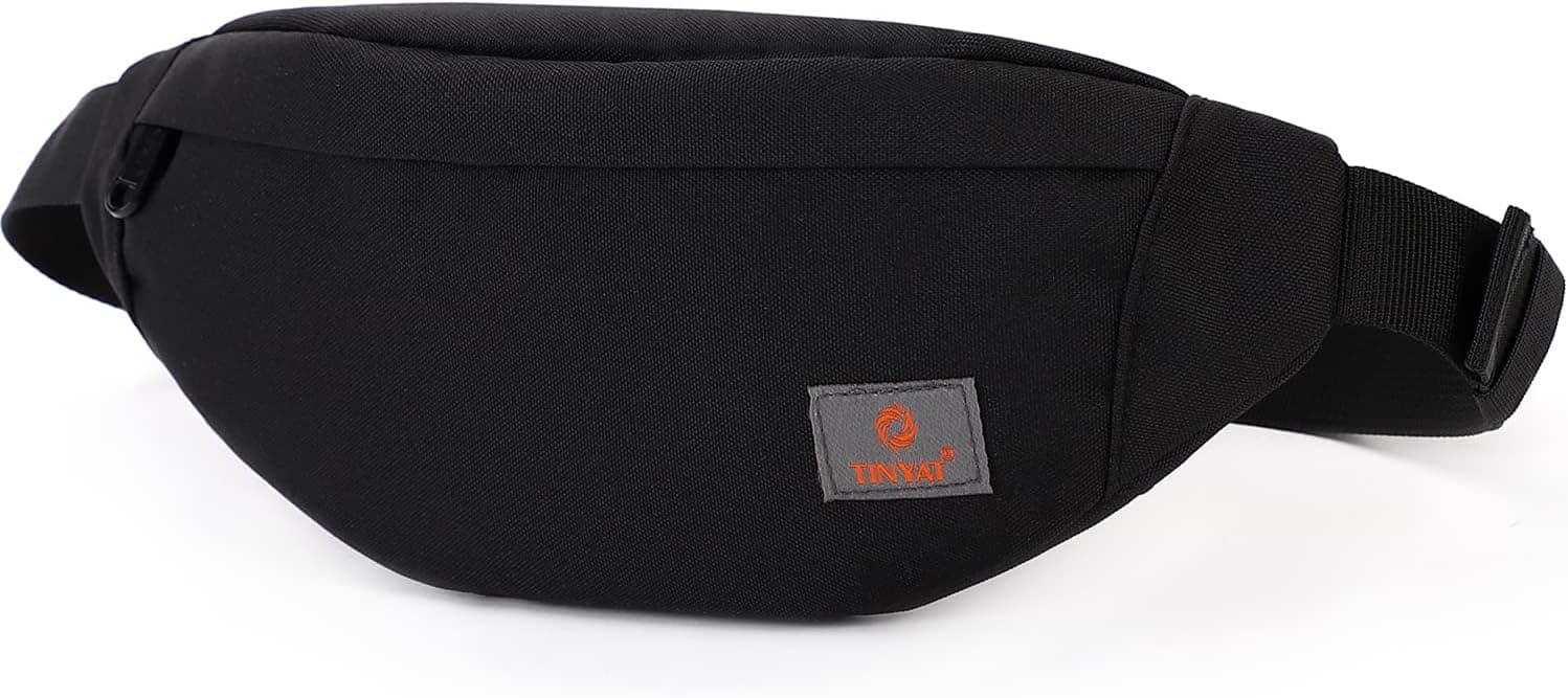 TINYAT Small Fanny Packs for Women Men Waist Bag Sling Bag Super Lightweight For Travel Cashier's box, Tool Kit T201, Black