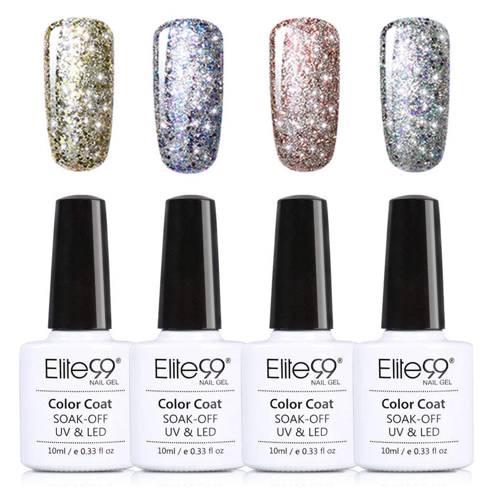 Elite99 4pcs Starry Gel Nail Polish Set Off UV Led Nail Varnish Nail Lacquers Nail Art Manicure Pedicure 10ML
