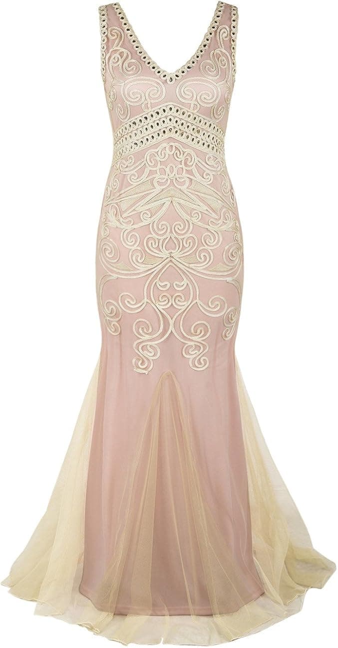 PrettyGuide Women 1920s Prom Gown Long Mermaid Formal Evening Dress