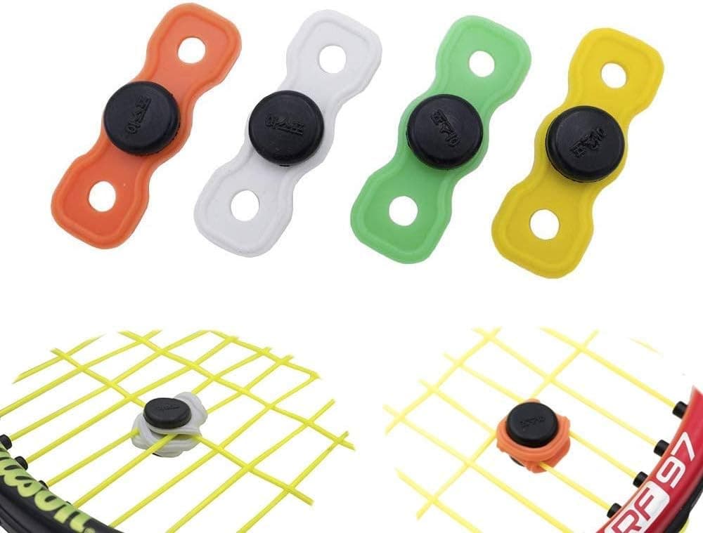 Tennis Button Vibration Dampener Set of 4 and 10 - Premium Quality Shock Absorber for Tennis Racket and Strings (Assorted Colors) - Durable & Long-Lasting- Great for Tennis Players