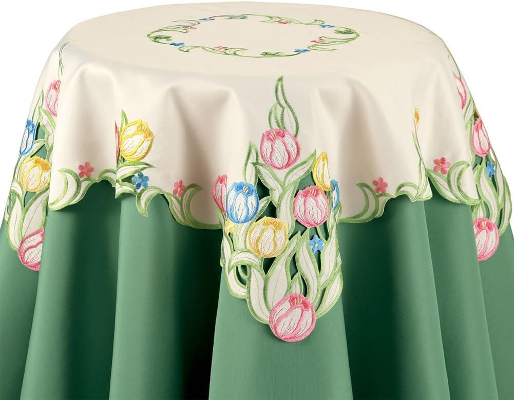 Collections Etc Multicolor Tulips Table Linens, Square
