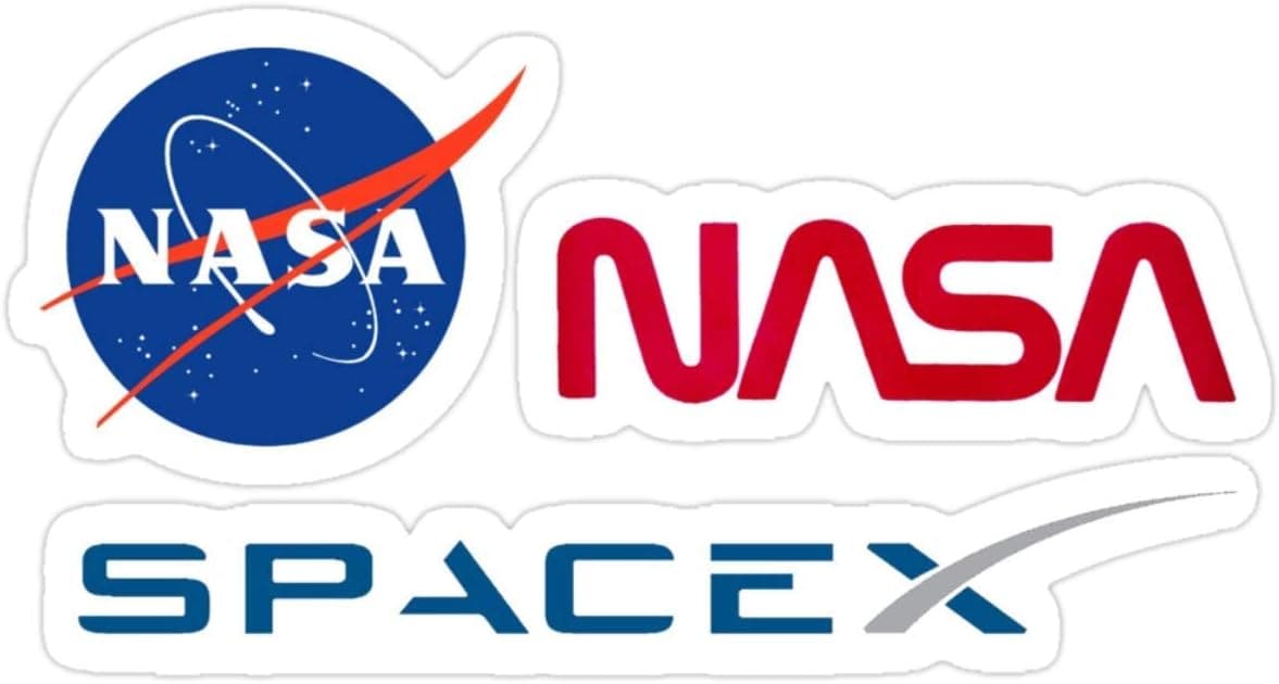 Stickers Space Set NASA | SPACEX 3x4 Inch (3 Pcs/Pack) Car Decals