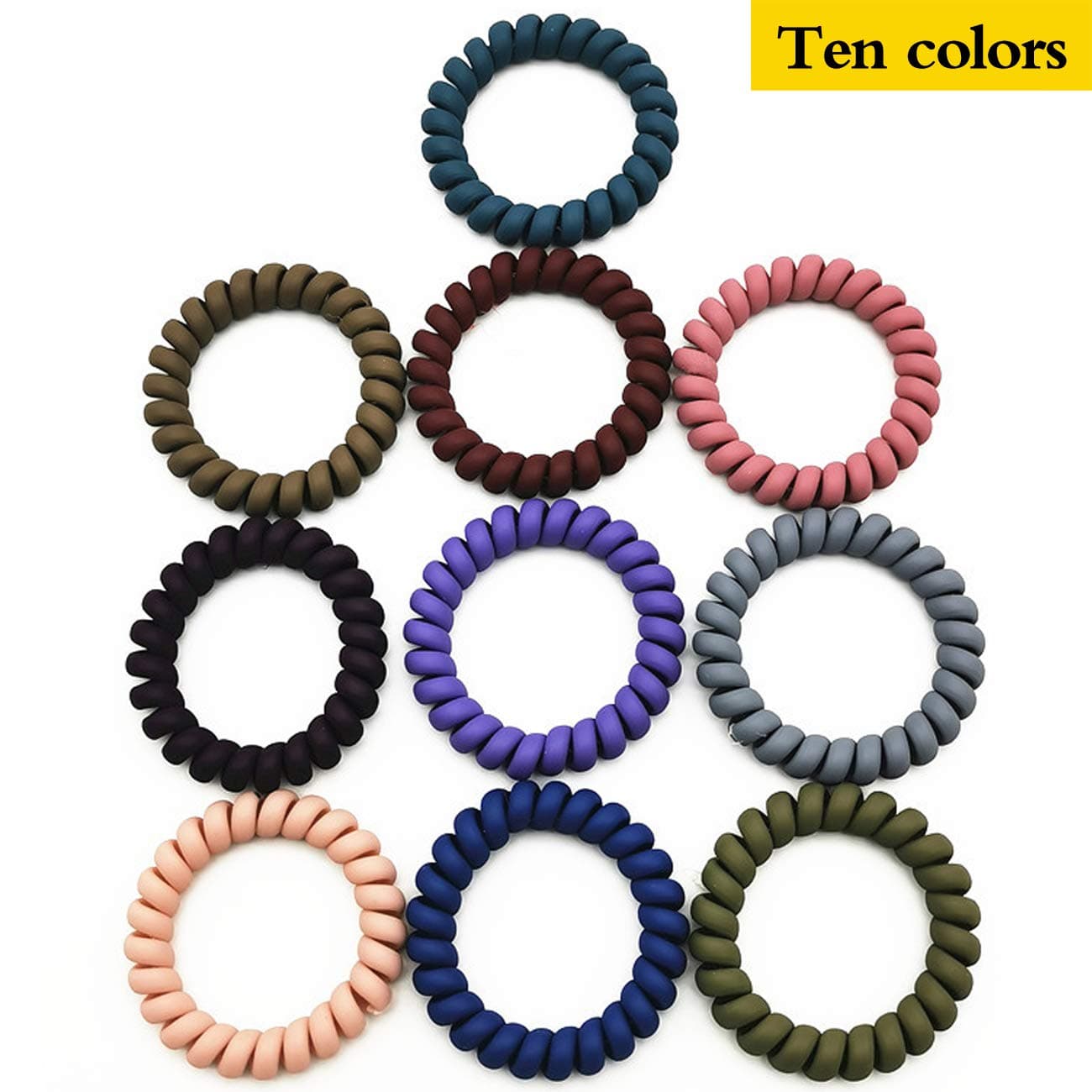 20 Pcs Spiral Hair Ties No Crease - Colorful Coil Traceless Hair Ties, Ponytail Holder Coil Hair Ties,for Women Girl (10 color)