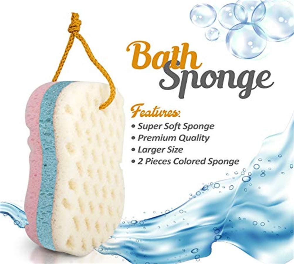 Kolifu Soft Bath Sponge Shower Sponge Soothing Body Sponge for For Cleansing & Massage Extra Large & Fast Drying (2PCS/SET)