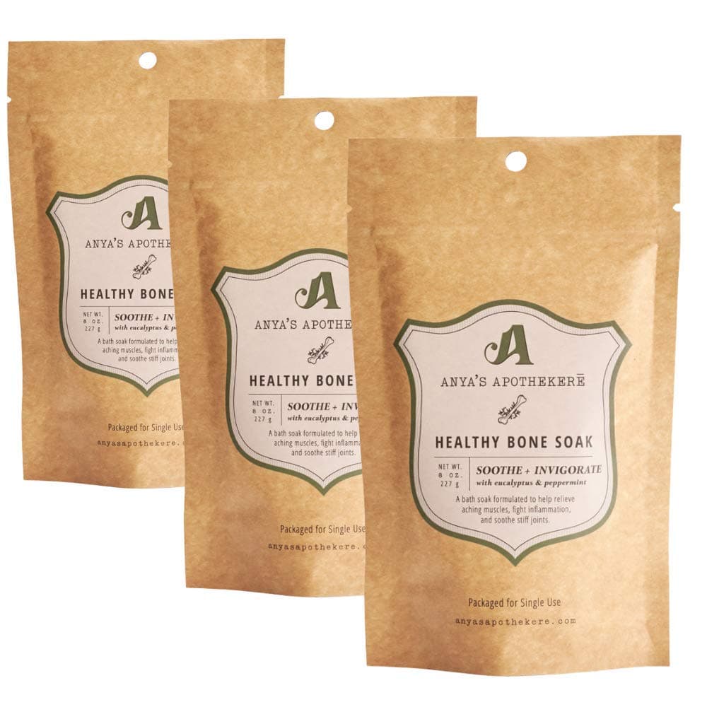 Anya’s Apothekere Bone Soak Eucalyptus & Peppermint - Bath Salts for Aromatherapy Stress Relief Gifts for Women - Epsom Salt Bath Soak Pedicure Foot Soak for Swollen Legs Ankles and Feet, 8oz - 3 Pack