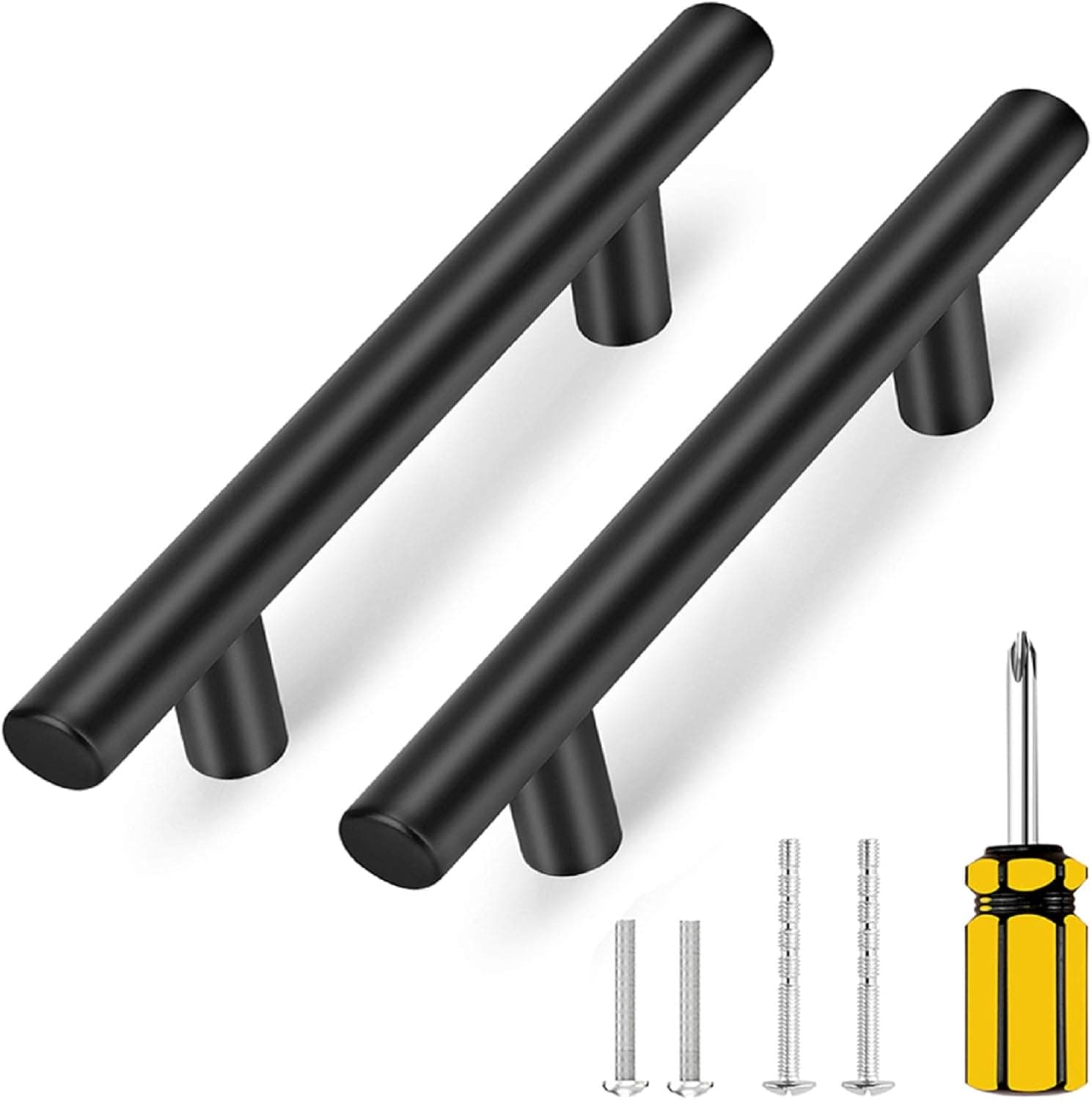 NISUOIEN 50 Pack Cabinet Pulls Kitchen Drawer Handles of Matte Black - Stainless Steel, 5" Length (3" Hole Center) Cabinet Hardware
