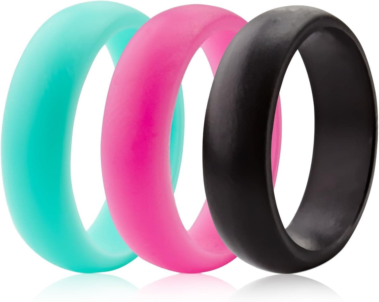 ThunderFit Womens Silicone Wedding Ring Wedding Band - 3 Rings Pack - 5.5mm Wide (6.5)