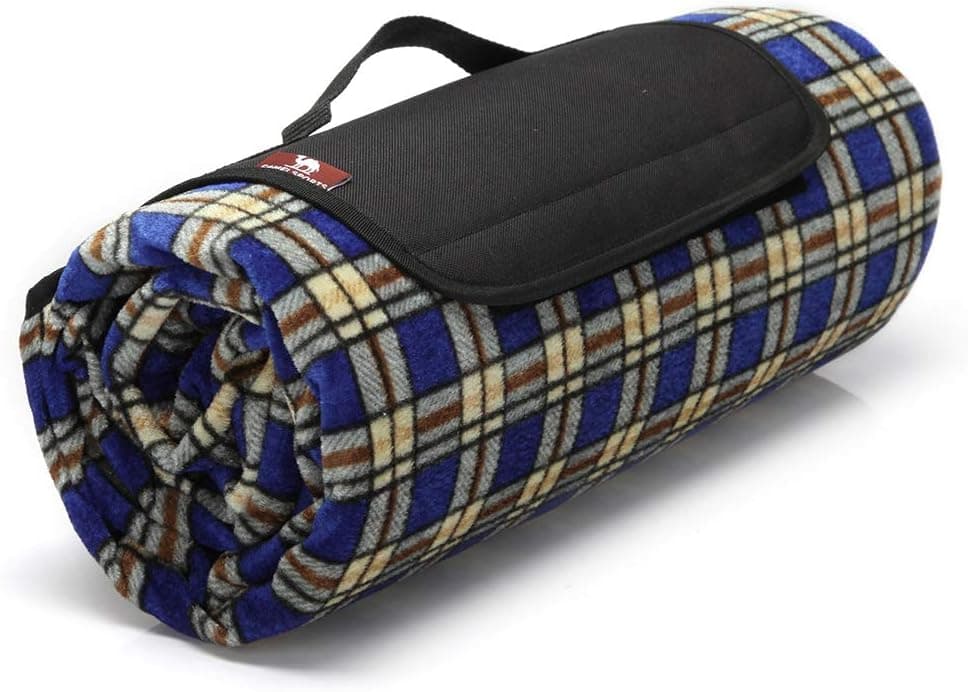 CAMELSPORTS Large Waterproof Outdoor Camping Blankets, Sandproof Lightweight Beach Mat Foldable Picnic Blanket for Summer Beach Hiking Grass Travel Outdoor Blanket(Blue Lattice)