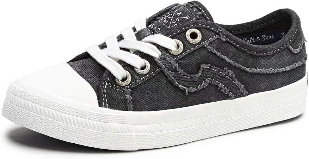 Women's Canvas Fashion Sneakers Low Top Lace Up Comfortable Casual Shoes Walking Flats