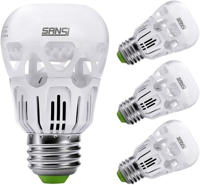 SANSI 40 watt Equivalent 5w LED Light Bulbs 5000k Daylight Bright White A15 LED Bulb E26 Medium Base 500 Lumens Non-dimmable Energy Saving Bulbs for Ceiling Fans Lamps 5-Year Warranty (4-Pack)