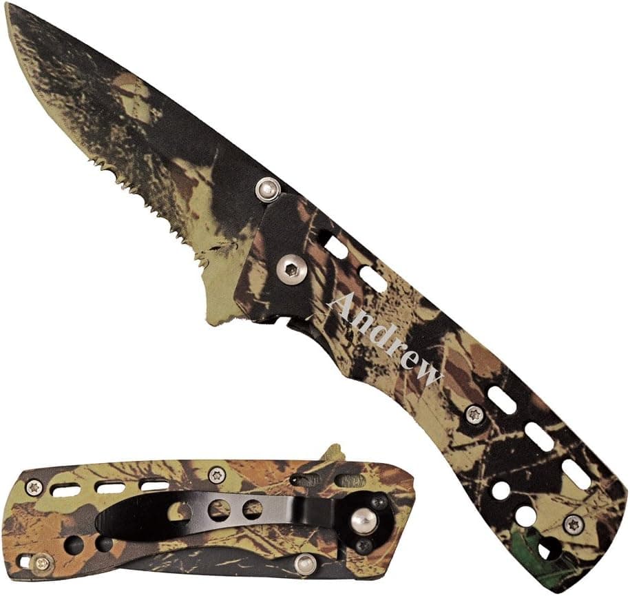 X2 Depot FATHER'S DAY Sale!! Personalized Engraved Heavy Duty Camouflage Hunting Knife Free 1 Position Engraving Included, Father's day, Groomsman Groomsmen, Holiday, Outdoor Gifts