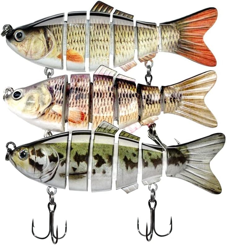 GZBomei 3PCS Fishing Lures for Bass 4 inch Multi Jointed Lures Slow Sinking Bionic Swimming Bass Fishing Lures Kit