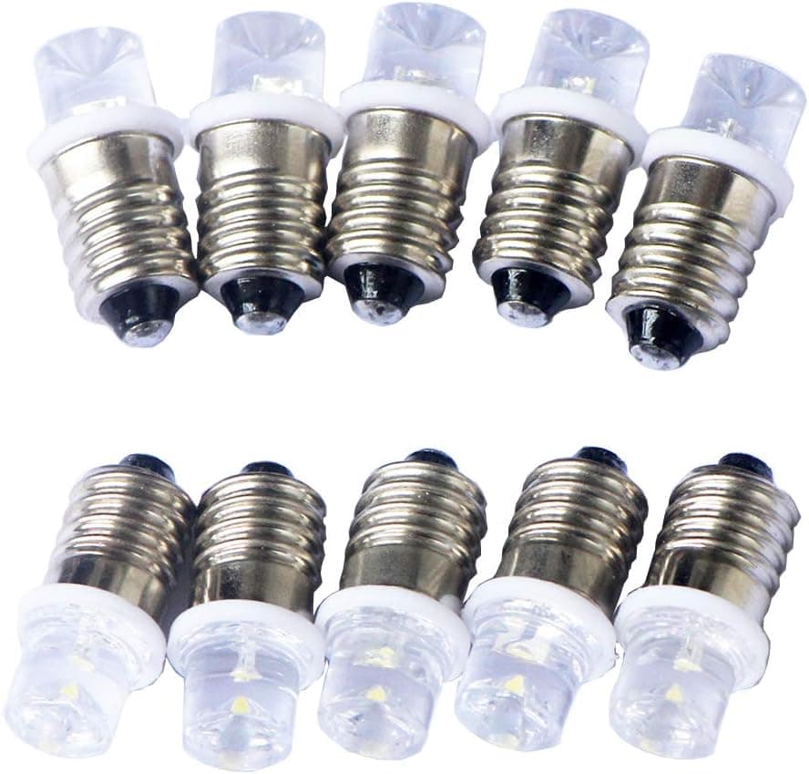 GutReise 10pcs E10 Screw 24V Cold White Flood Light Led Bulb Flood Light Lamps +10pcs E10 Base (24V, Cold White)