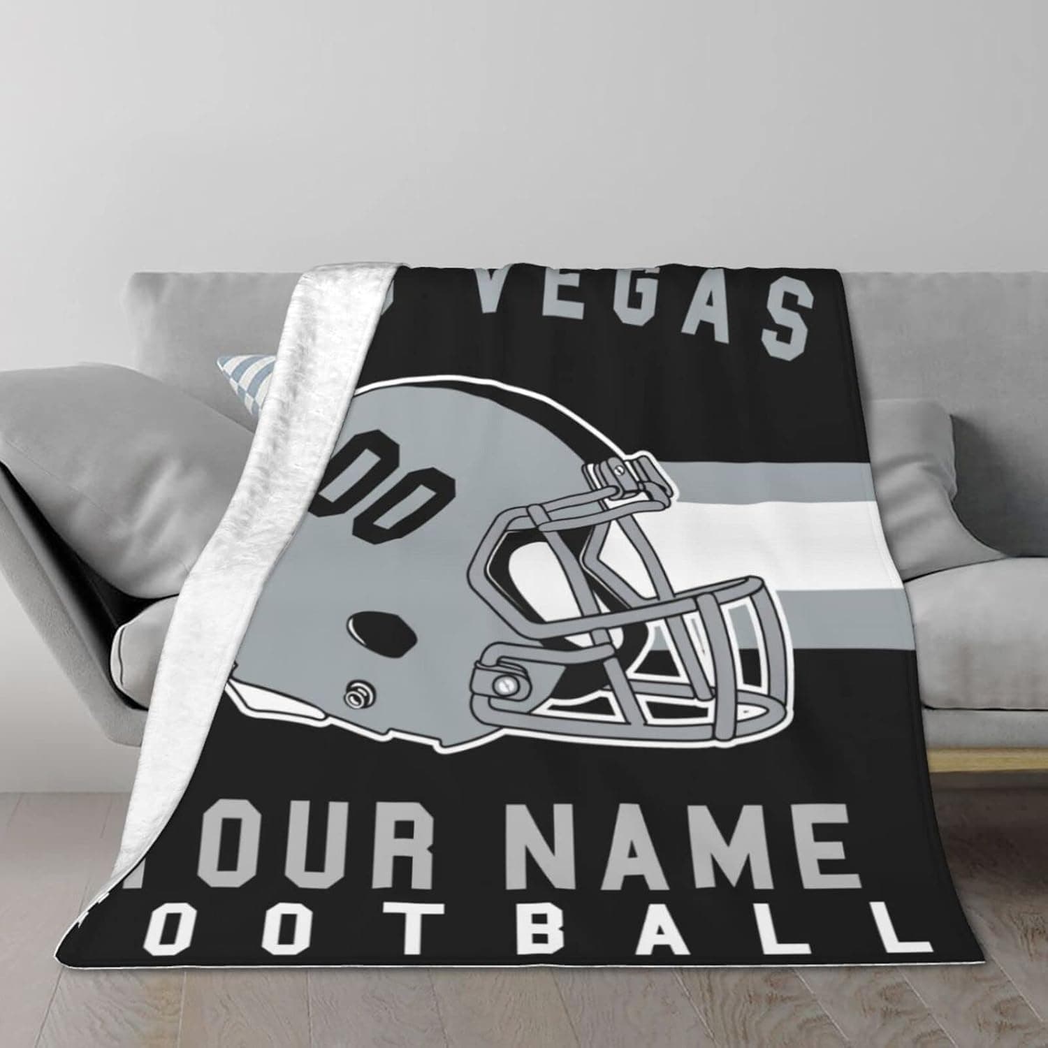 TSE Mcllan Custom Personalized Football Style Throw Blanket Printed with Any Name and Number for Men Women Boy Decorative Gift L.V.R 50 in x 40 in