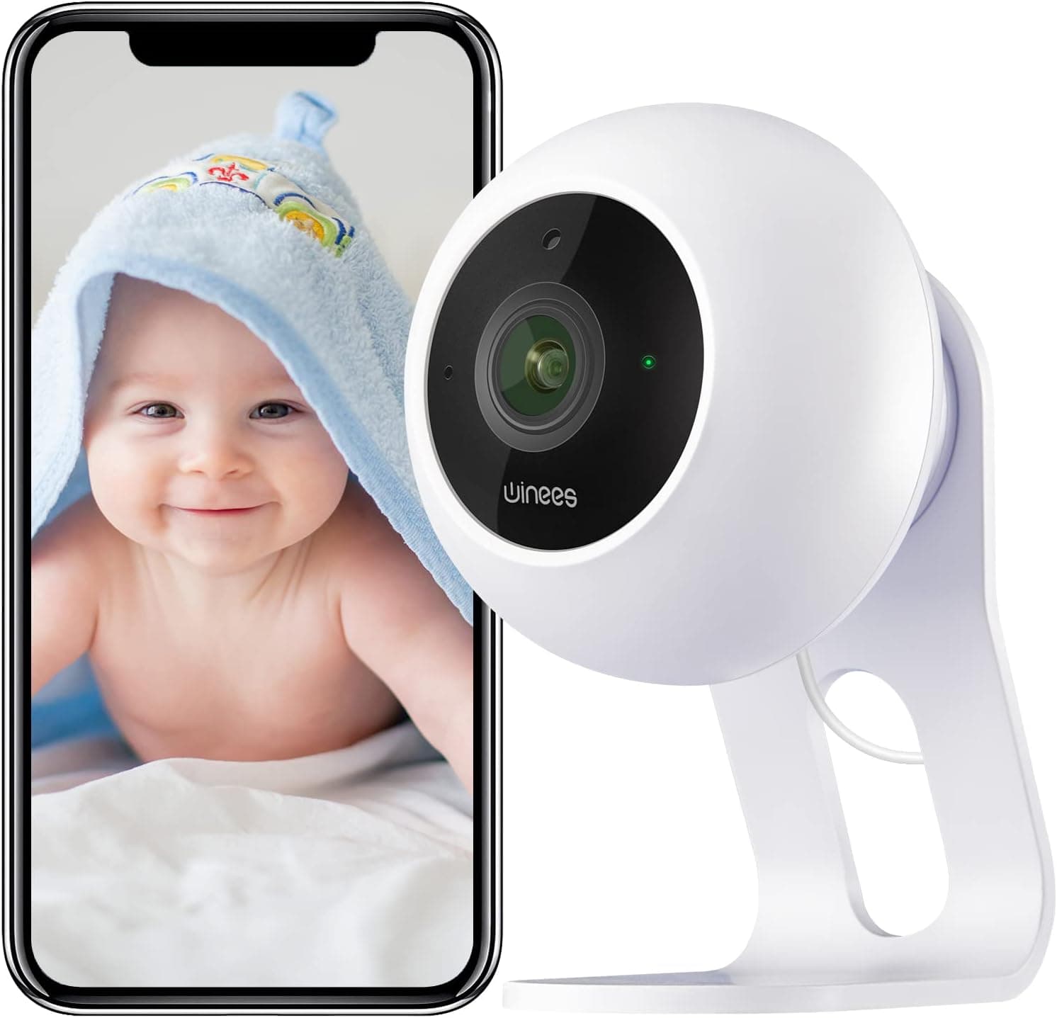 winees Baby Monitor, 1080p Indoor Secuirty Camera Wi-Fi Smartphone Pet Cam, Motion Detection, 2-Way Audio, 2.4GHZ, Night Vision, Multi Installation IP Cam, Work with Alexa (Mini)