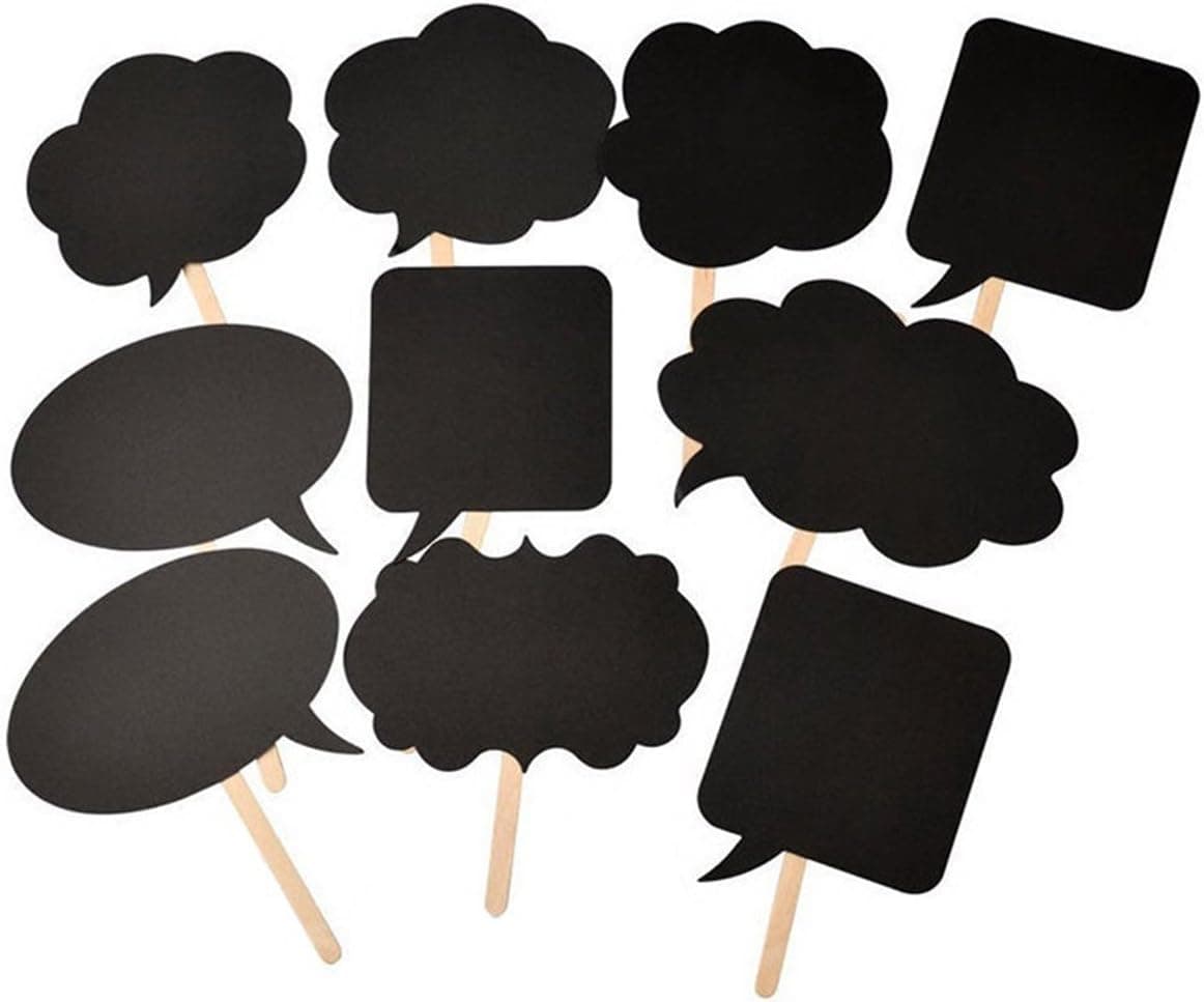 OULII Mini Chalkboard Message Board Wooden Blackboard DIY Photo Booth Props Pack of 10