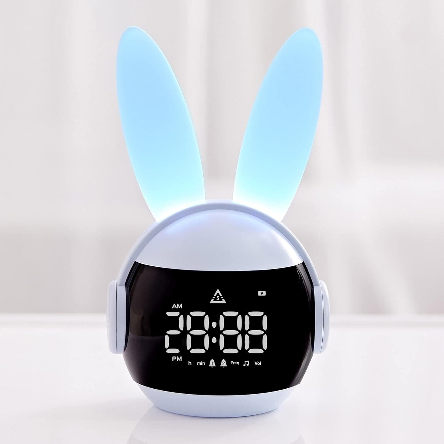 Kids Bedroom Alarm Clock Bunny Ears Wake Up Light Can Wake Up Clock Sleep Timer Nap Nanny Children’s Room Accessories Cute Pink Girl Hatching Alarm Clock Rechargeable Sleep Trainer Clock For Kids Blue
