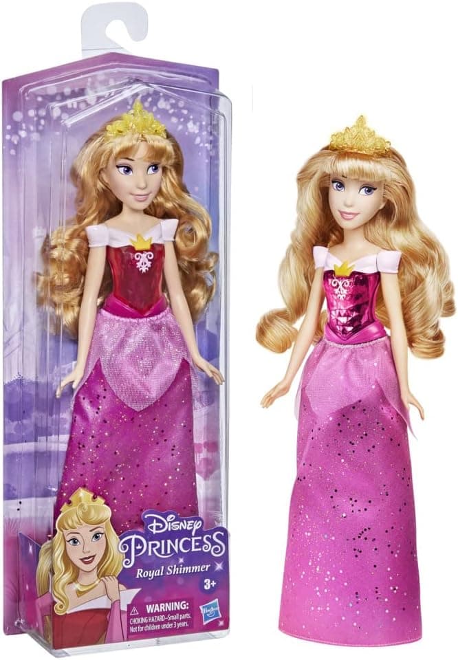 Disney Princess Royal Shimmer Aurora Doll, Fashion Doll with Skirt and Accessories, Toy for Kids Ages 3 and Up , Pink