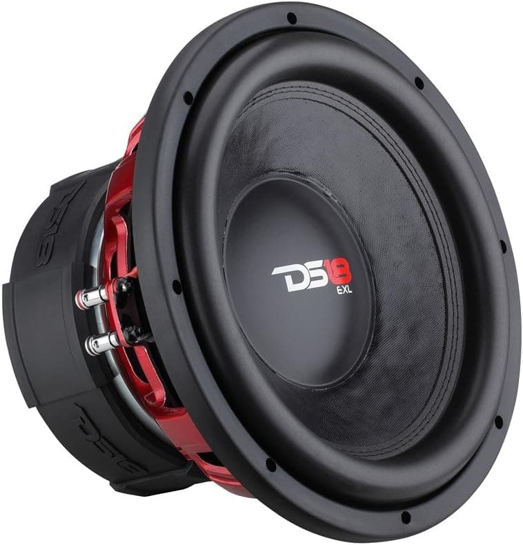 DS18 EXL-X12.2D Subwoofer in Black - 12" Speaker, 2,500 Max Power, 1,250 RMS Power, Fiber Glass Dust Cap, Red Aluminum Frame, Dual Voice Coil 2+2 Ohm Impedance, Treated Rubber Edge (1 Speaker)