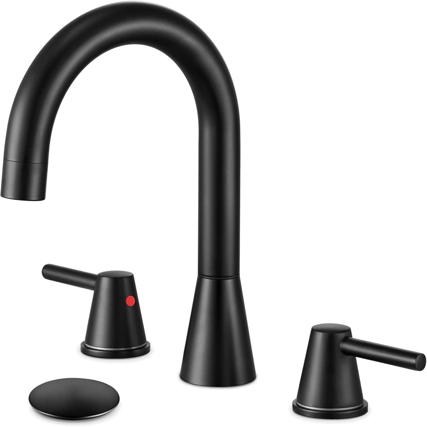 YardMonet Black Bathroom Faucet, Bathroom Faucets for Sink 3 Hole Modern Widespread 8 Inch Faucet for Bathroom Sink with Pop Up Drain 2 Handle 3-Hole Bathroom Sink Faucet Matte Black