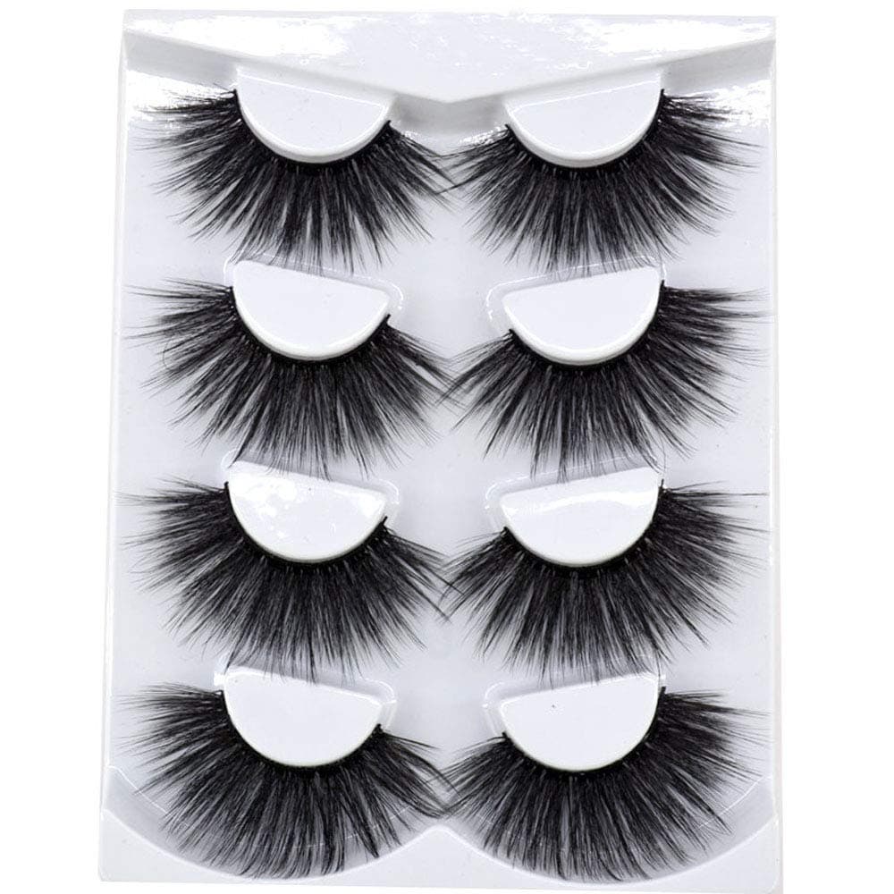 HBZGTLAD NEW 4 Pairs 3D Mink Hair False Eyelashes Criss-cross Wispy Cross Fluffy length 25-30mm Lashes Extension Handmade Eye Makeup Tools (MDR-8)