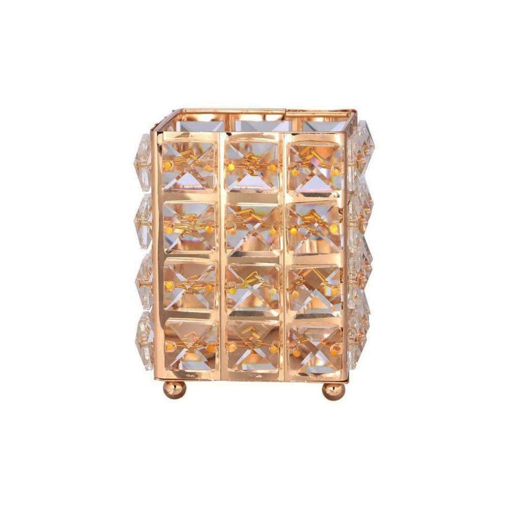 Miaowater Makeup Brush Holder Organizer Cosmetic Brushes Storage Eyeliners Eyebrow Pencil Container Cup (Gold Square)