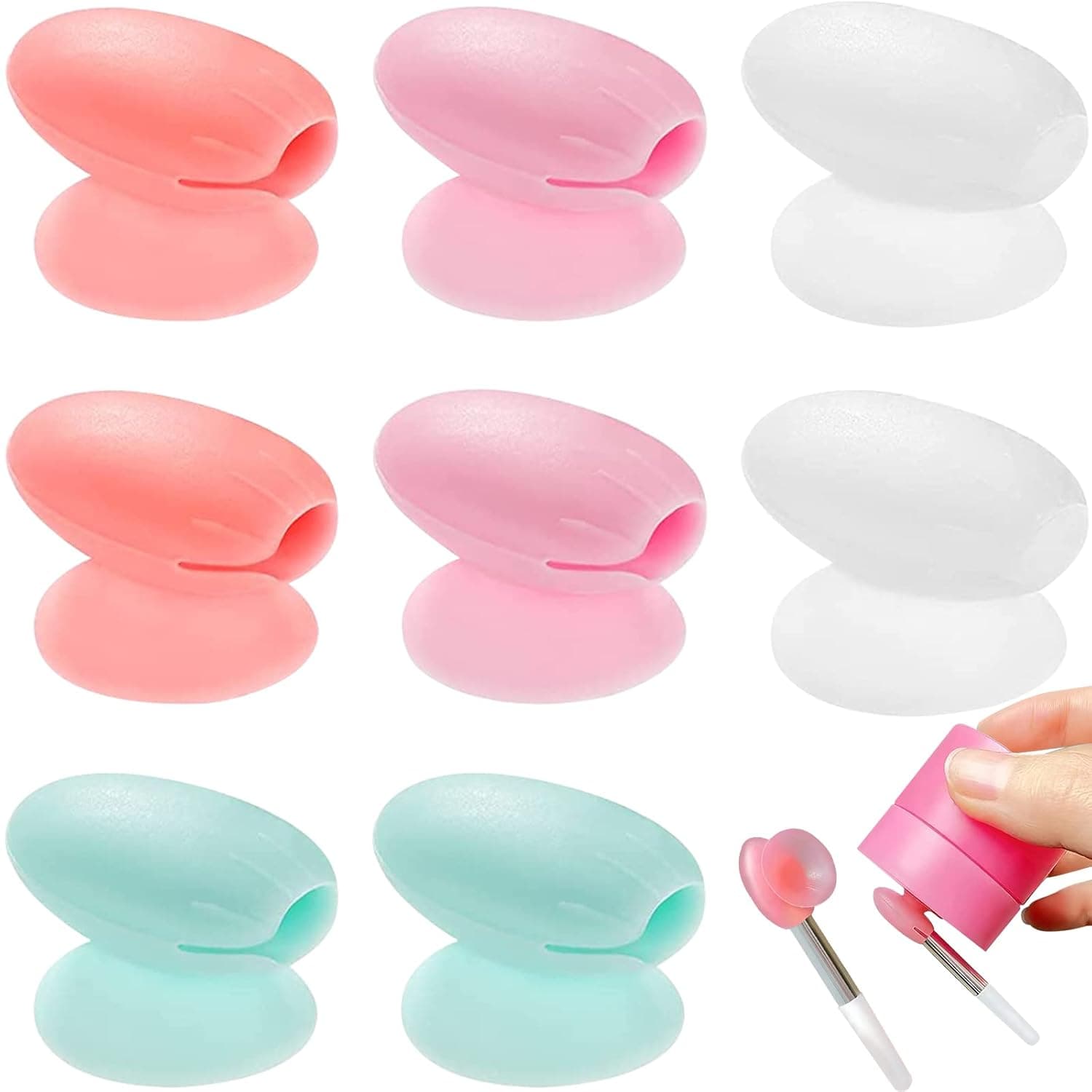 Lip Brush Covers, 8 Pcs Silicone Makeup Cosmetic Brushes Guards Protectors Cover, Color Reusable Dirt Proof Anti Lost Covers Caps for Lipsticks, Lip Balm, Lip Gloss, Cream Makeup Products (4 Colors)