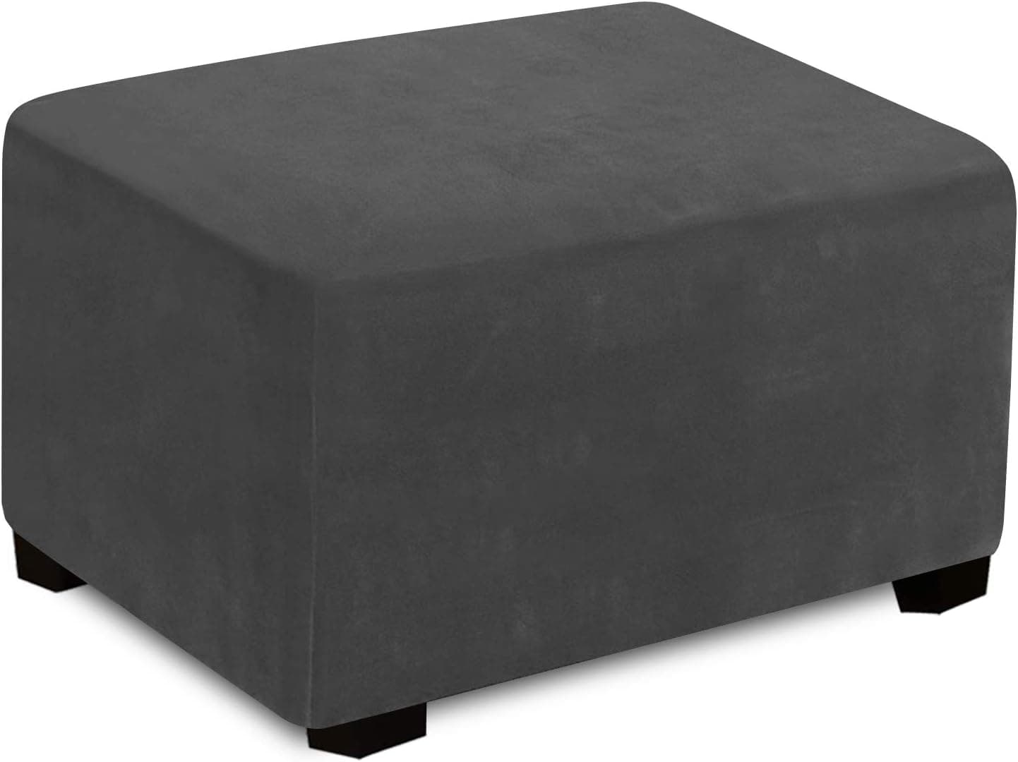 RHF Velvet Ottoman Slipcovers Stretch Fabric Rectangle Folding Storage Ottoman Covers Footrest Rectangle slipcover with Elastic Bottom (Standard, Darkgrey)