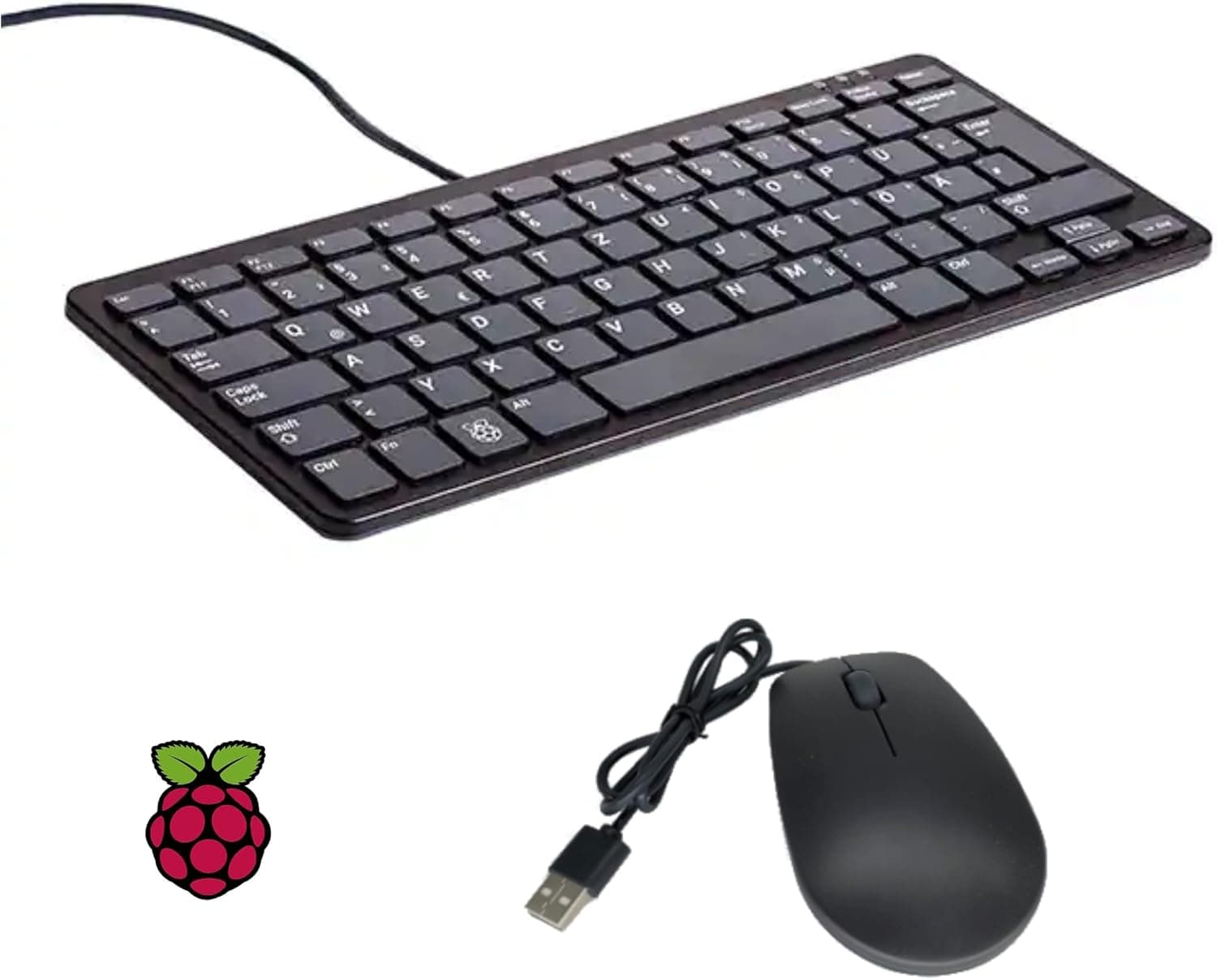 Vis Viva Official Raspberry Pi Keyboard and Mouse Combo + a Logo Sticker (Black/Grey)