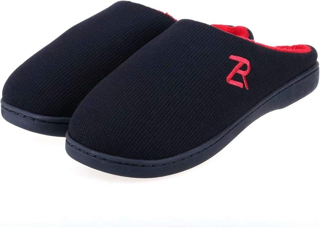 ZriEy Womens Slippers Memory Foam Fluffy Warm Non-Slip Fashion House Shoes Black Size 9-10