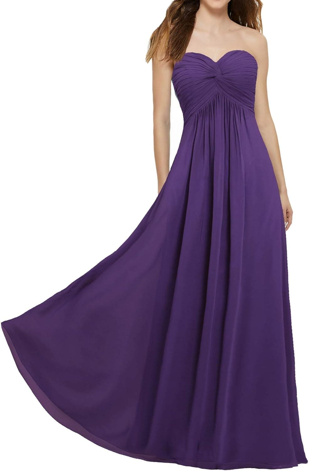 ANTS Women's Pleat Chiffon Strapless Bridesmaid Dresses Long Gowns