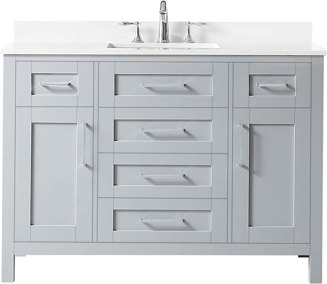 Ove Decors Maya 48 Set Bathroom Vanity Freestanding Cabinet, 48 inches, Dove Grey with Yves Cultured Marble Countertop