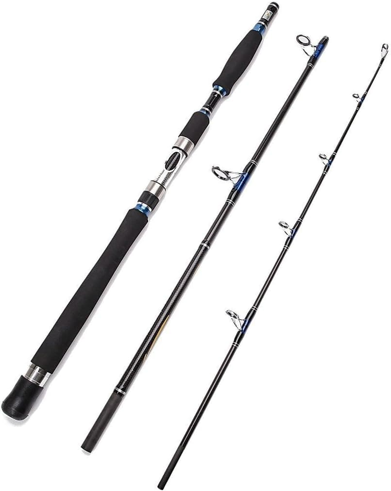 Entsport 3-Piece Spinning Rod Portable Graphite Spinning Fishing Rod Heavy Fishing Rod Spin (30-50 Lbs, 1 Year Limited Warranty) (7' Spinning Rod)