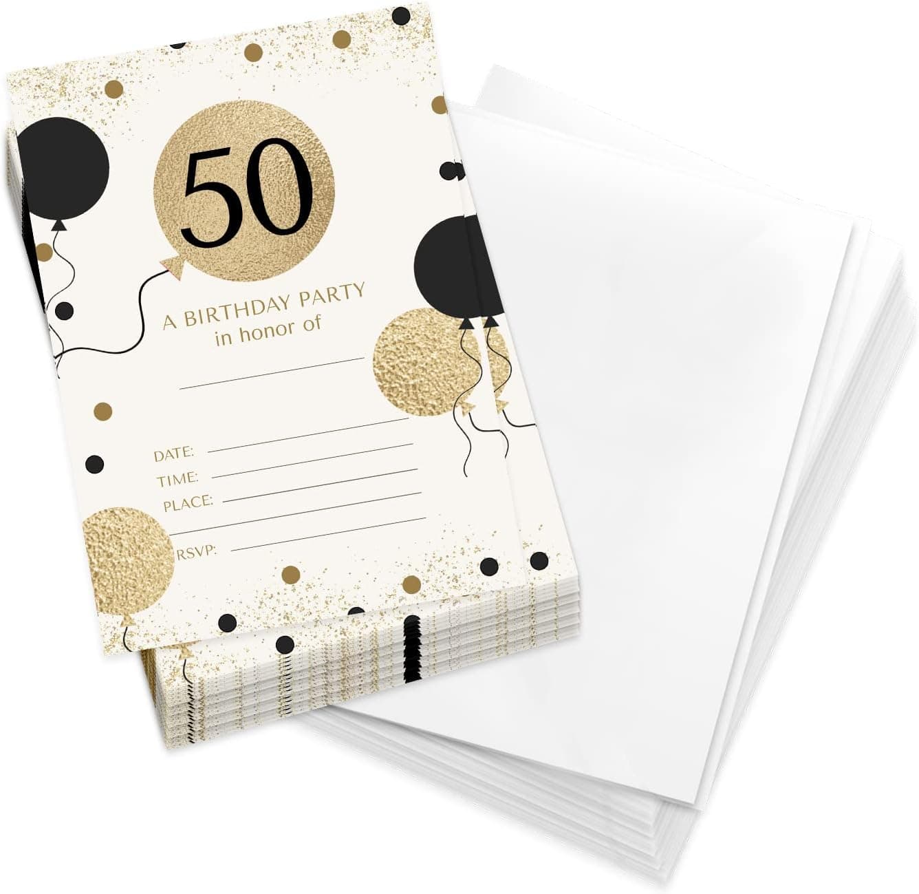 Desert Cactus 50th Birthday Style 1 Happy Birthday Invitations Invite Cards (25 Count) With Envelopes Girls Boys Kids Party (25ct)
