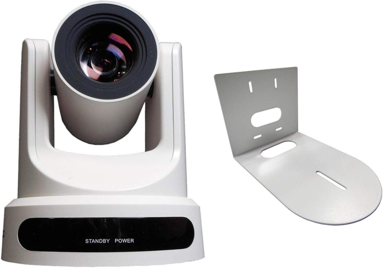 PTZOptics 20X-SDI Broadcast and Conference Video Camera (White) with Wall Mount Bundle (2 Items)