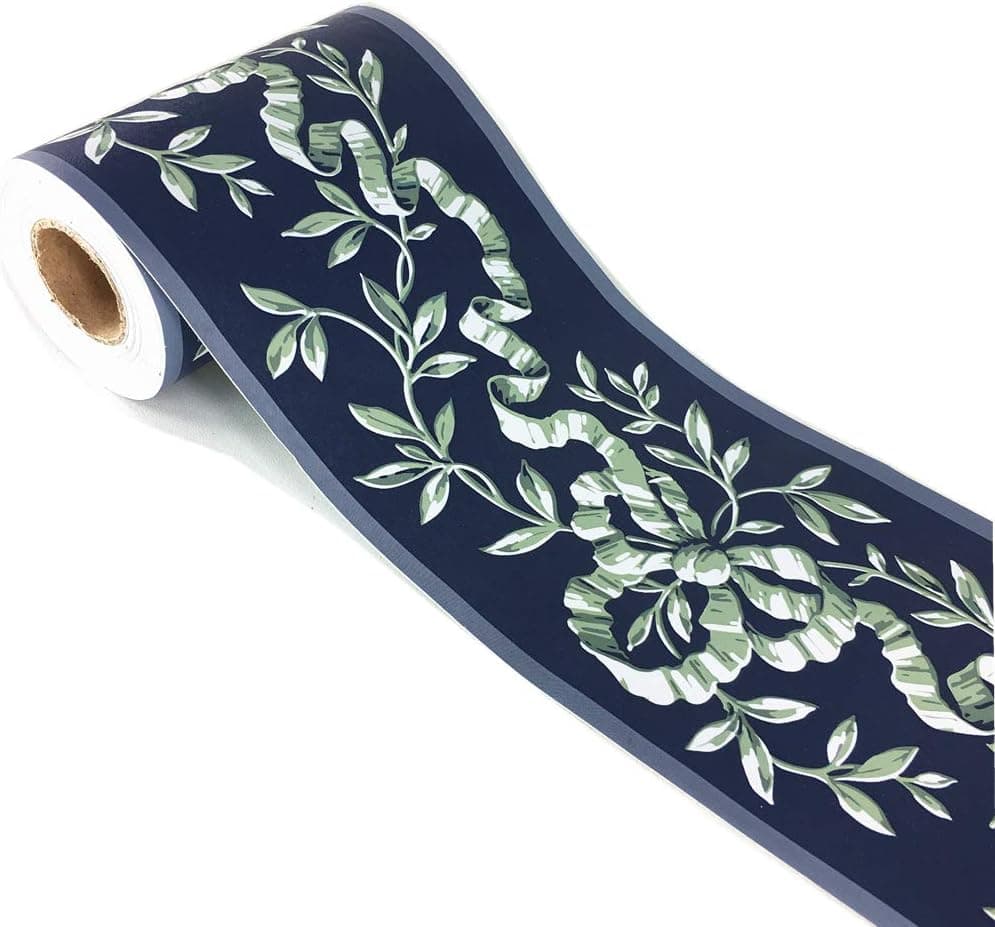 Vintage Floral Wallpaper Border Peel and Stick Wall Decal Sticker for Wall Ceiling Bathroom Kitchen,4.2inch by 32.8ft