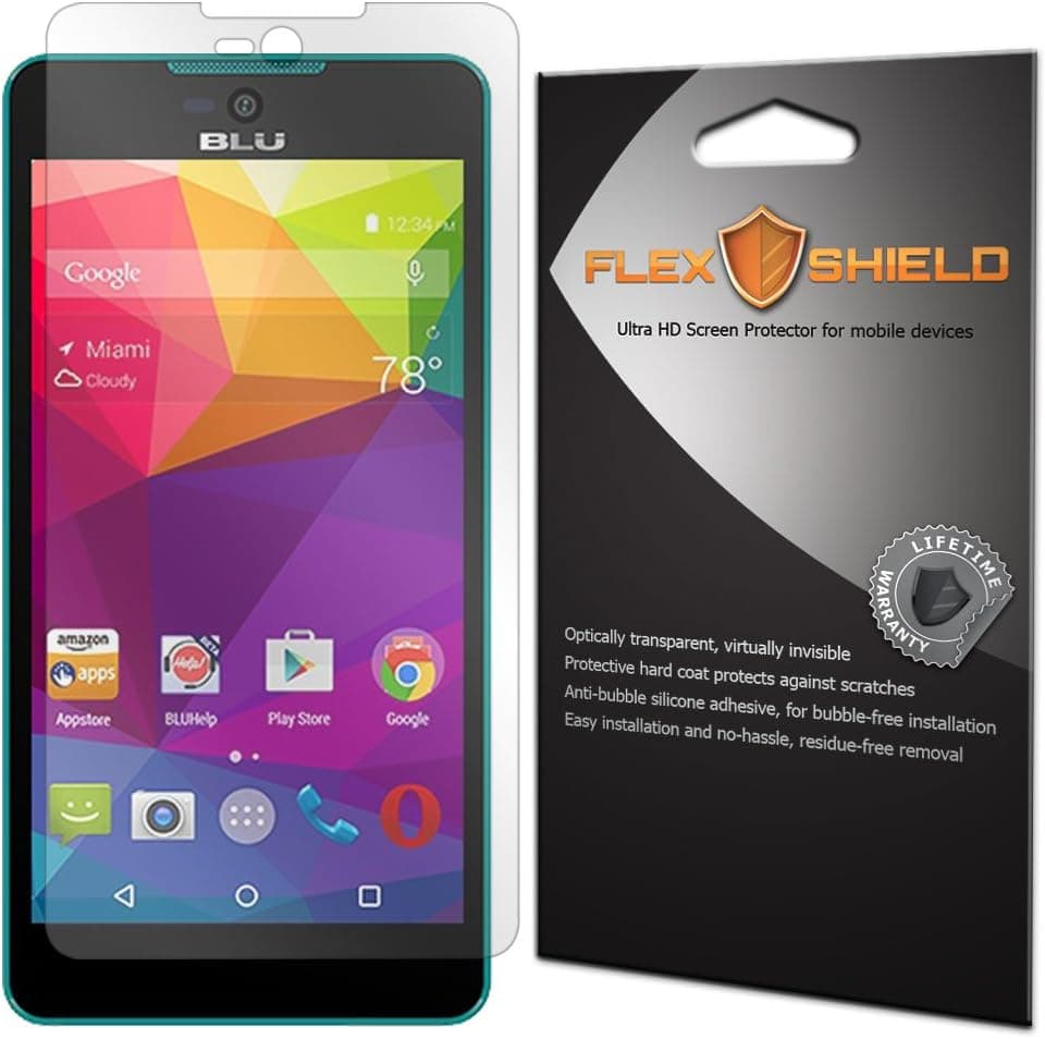 BLU Studio C 5+5 Screen Protector [5-Pack], Flex Shield - Ultra Clear Japanese PET Film with Lifetime Warranty - Bubble-Free HD Clarity with Anti-Fingerprint & Scratch Resistance