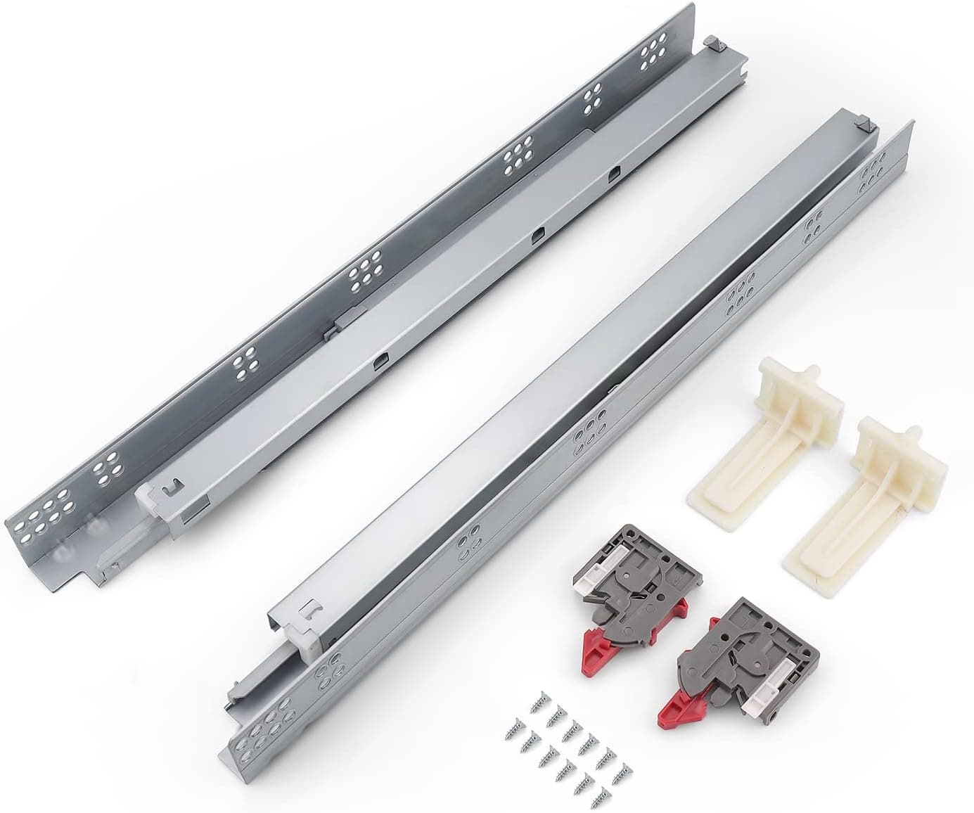 Knobonly 10 Pair 21" Undermount Drawer Slides Soft Close Full Extension Drawer Rails, Mounting Screws and Adjustable Locking Device Included, 85 lb Load Capacity, Zinc Plated Cold Rolled Steel