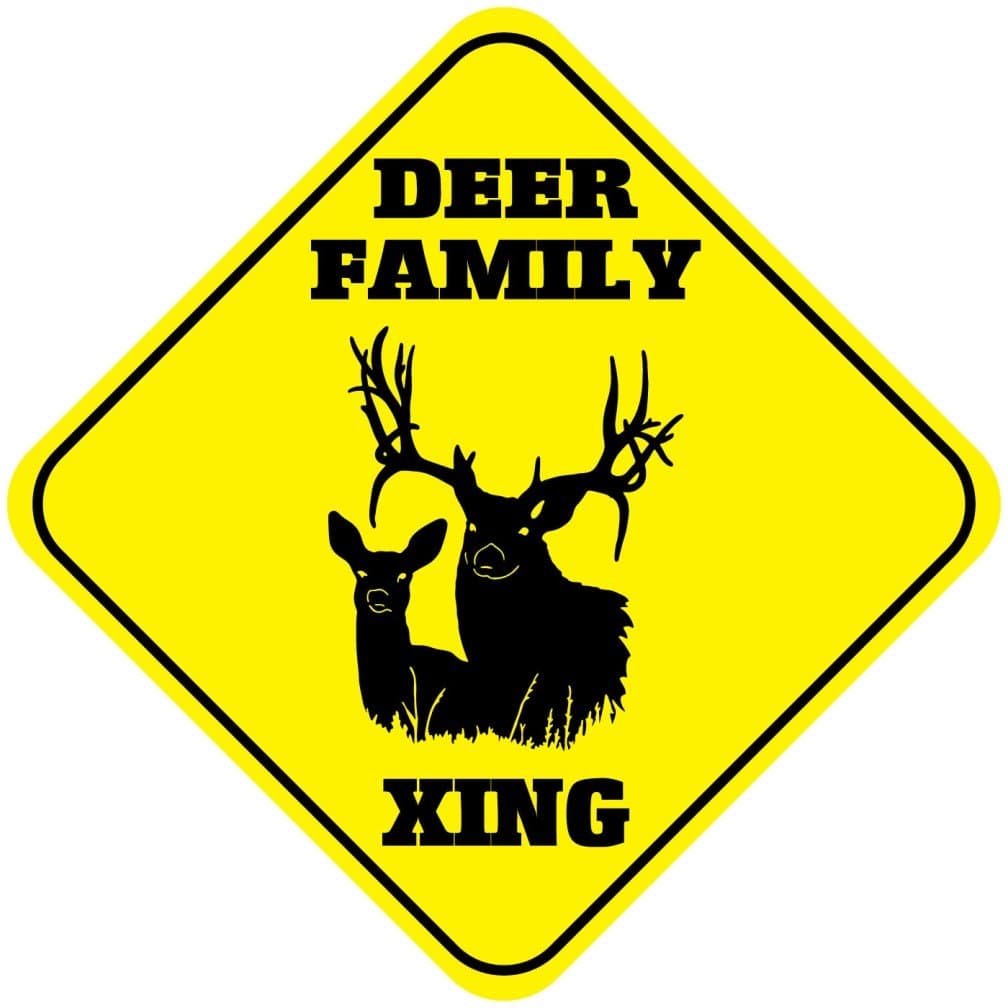 Aluminum Cross Sign Deer Family Crossing Metal Wall Decor - 12"x12"