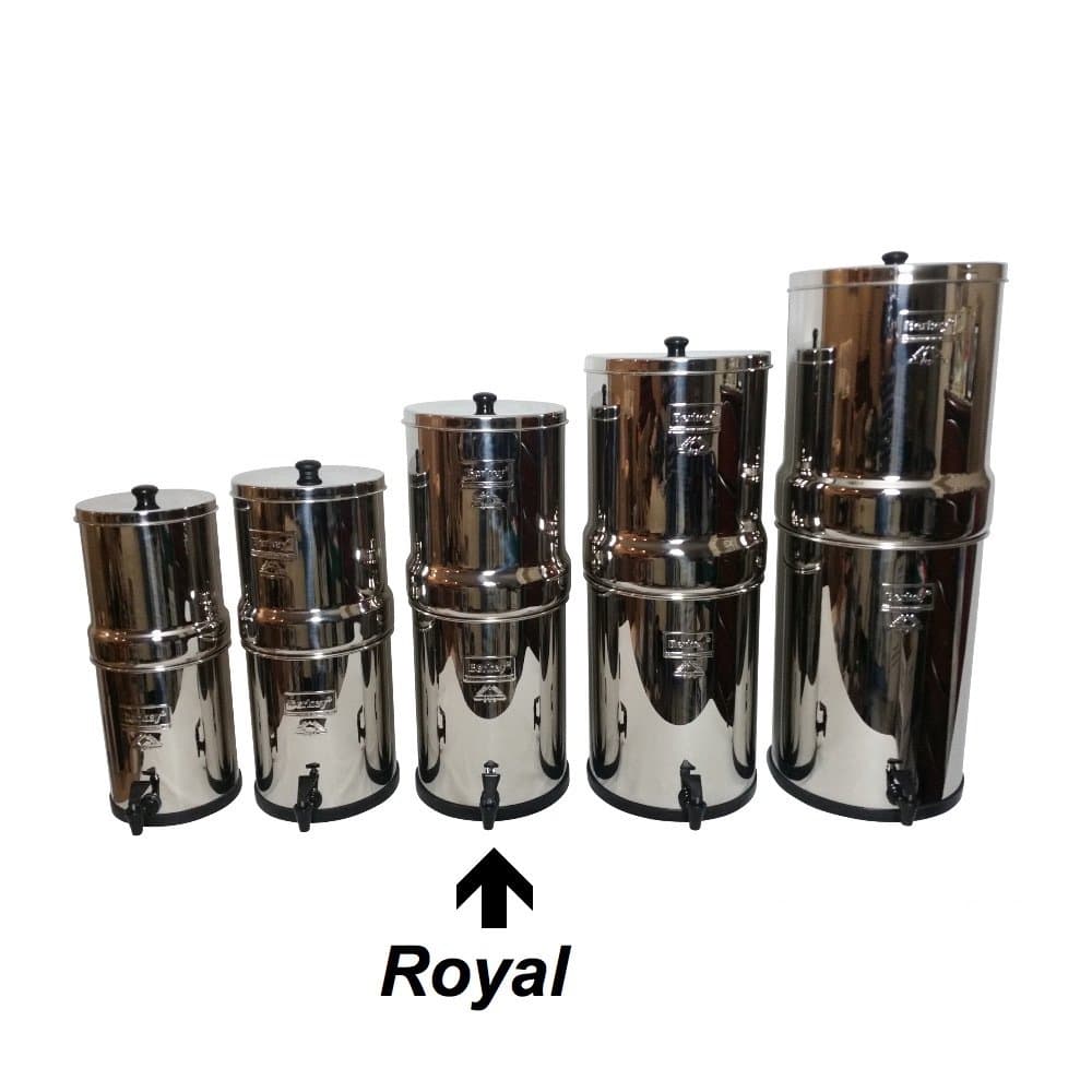 Berkey Royal Water Filter System (3 Gallons) includes 2 Black Purifier Filters Bundled with 1-set of 4 Stainless Steel Cups