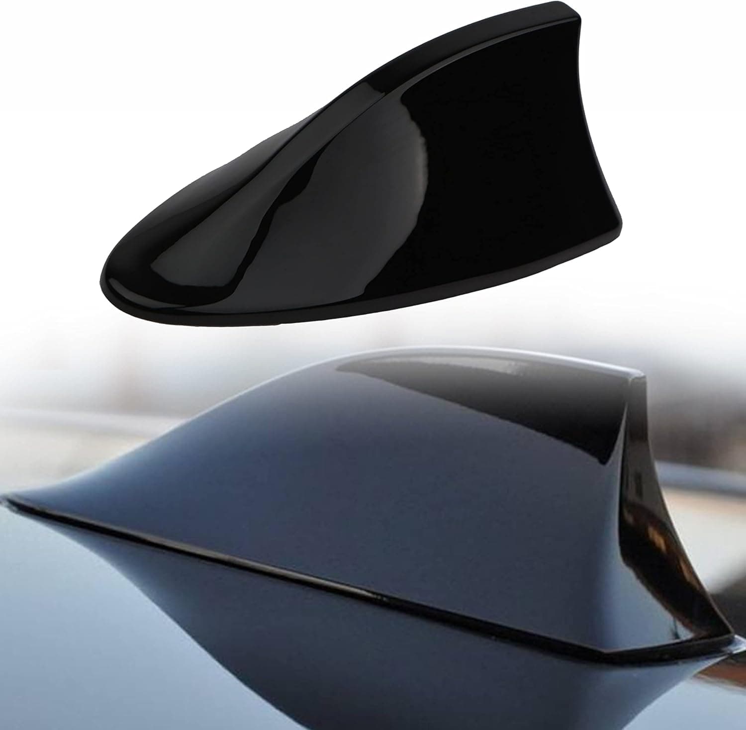 Yungeln Shark Fin Antenna Car Antenna Decorative Top Mounted Dummy Roof Aerial for Car Trunk SUV Auto Roof Aerials AM/FM-Black
